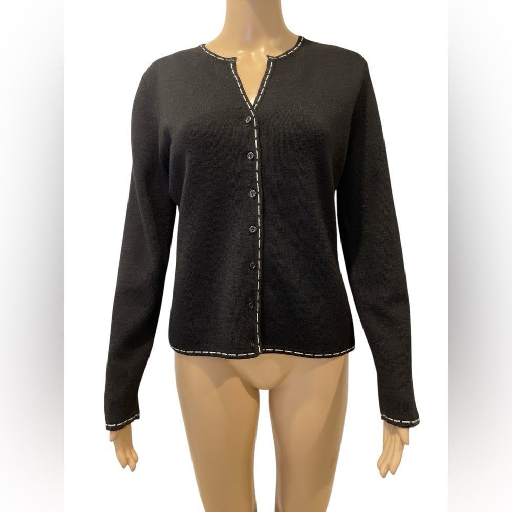 Ann Taylor Black Button-Up Women's Cardigan Sweater size M